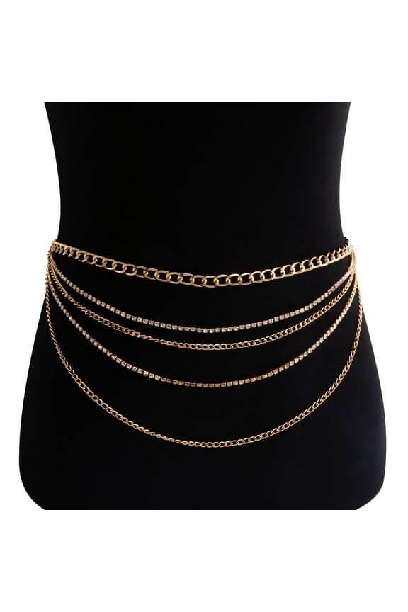 2026 New Body Chain Jewelry for Women,Beads Belly Chain,Camera Friendly Gold Waist Chain,43.4\",Gold