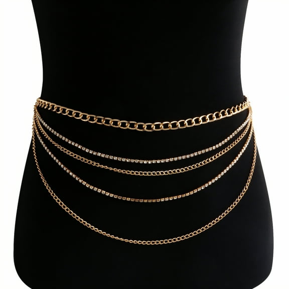 DESIGNICE Body Chain Jewelry for Women,Beads Belly Chain,Camera Friendly Gold Waist Chain,43.4",Gold