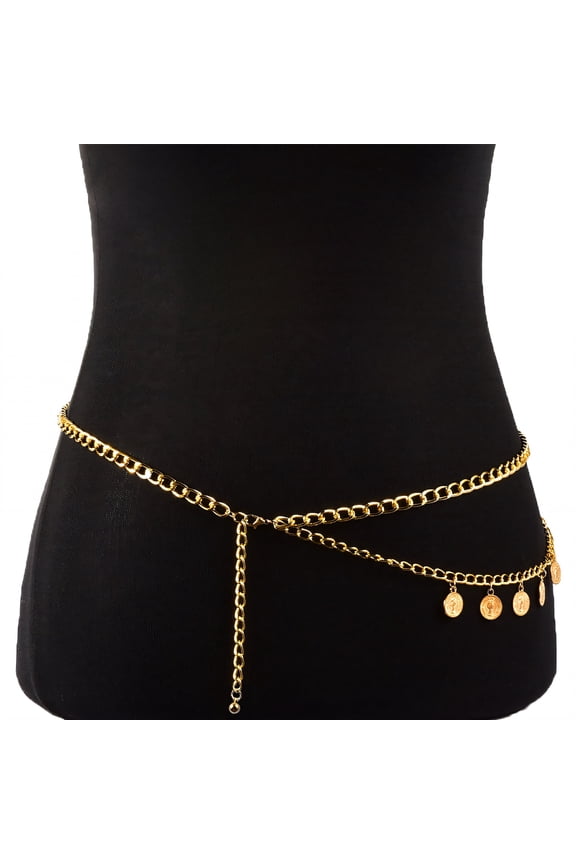 2026 New Body Chain Jewelry for Women,Beads Belly Chain,Summer Token Gold Waist Chain,43.4\",Gold