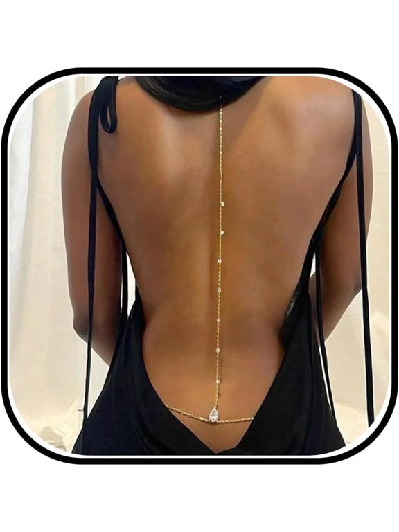 Body Chain Jewelry for Women Rhinestone Back Chain Necklace for Backless Dress Backdrop Chain Necklaces for Women
