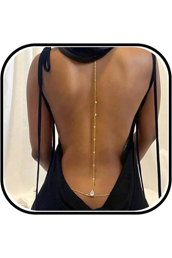 Body Chain Jewelry for Women Rhinestone Back Chain Necklace for Backless Dress Backdrop Chain Necklaces for Women