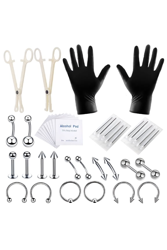 Body Piercing Tool Kit Complete Professional Lightweight Precise Metal Lip Piercing Kit for Belly Nose Piercing Tool Set Belly Button Piercing Kit