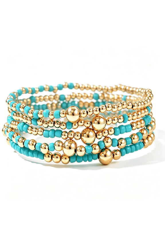 Bohemia Multilayer Beaded Bracelet Set,Turquoise Resin Colorful Surfer Heishi Style Elastic Spring Clasp Friendship Elastic Wristbands Summer Beach Boho Vacation Jewelry