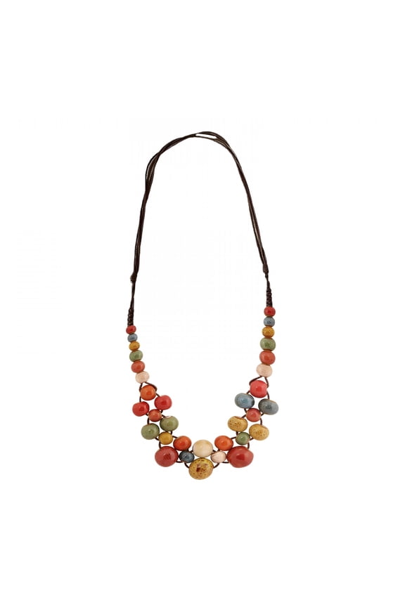 Bohemian Ceramic Bead Necklace Colorful Statement Jewelry Adjustable Fashion Women'S Accessory Hippie Necklace