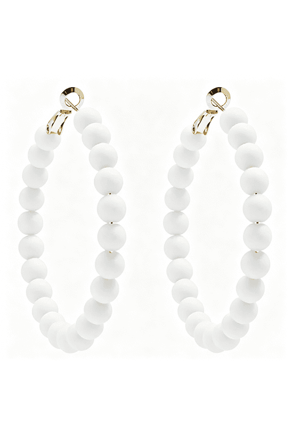 Bohemian Colorful Acrylic Resin Matte Beads Round Circle Hoop Drop Dangle Minimalist Chic Lightweight Earrings for Women Boho Geometric Beaded Statement Jewelry