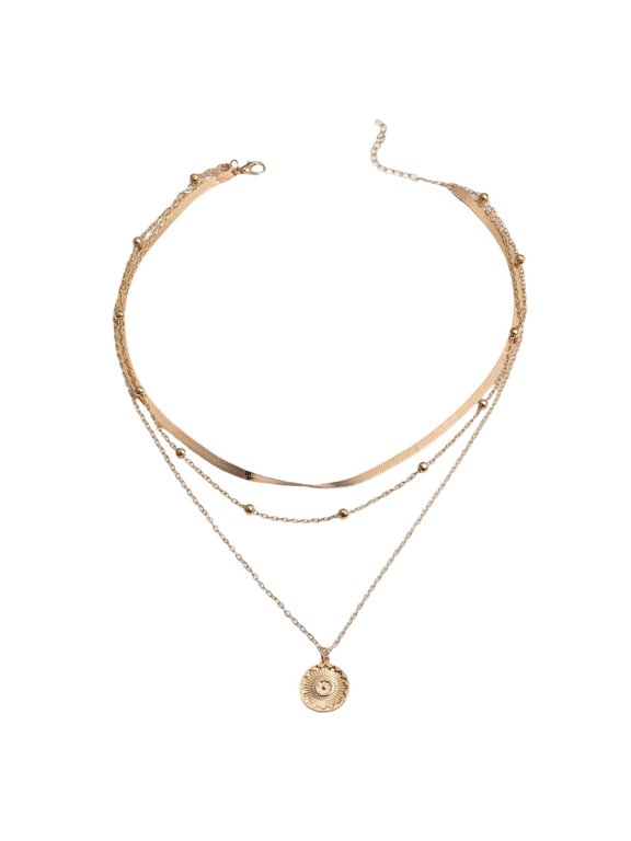 Bohemian Gold Coin Multilayer Bar Choker Necklace Dainty Choker Necklace Collar Layering Necklace for Teen S Birthday Wedding Jewelry Gifts
