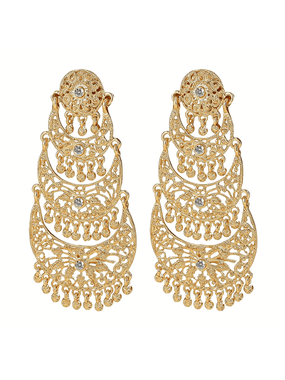 Bohemian Gold Long Tassel Dangle Drop Earrings,Beaded Chandelier Earrings for Women Extra Long Earring Party Wedding Wear Holiday Jewelry Accessories Gifts