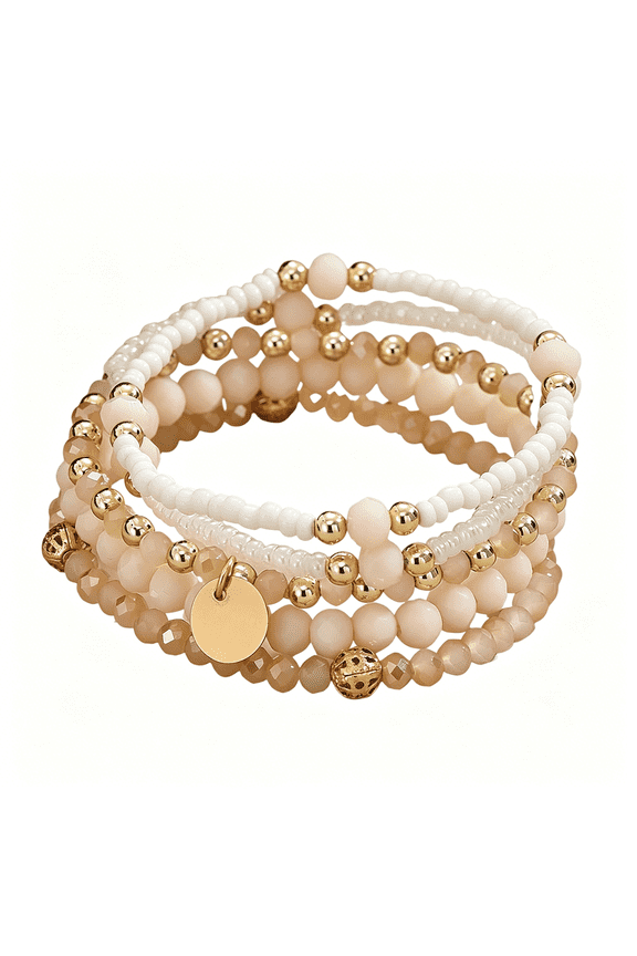 Bohemian Handmade Crystal Seed Beads Disc Pendant Colorful Multilayered Elastic Bracelets Stackable Stretch Strand Bangles Friendship Summer Beach Jewelry for Women