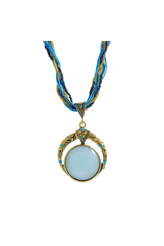 Bohemian Necklace for Women Turquoise Jewelry Necklace Statement Beaded Vintage Chunky Chain Pendant for Women Ladies