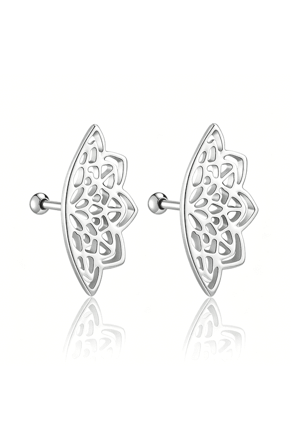 Boho Cartilage Helix Earring for Women,Gothic Punk Geometric Mandala Lotus Flower Hidden Helix Piercing Earrings Unique Gift Jewelry