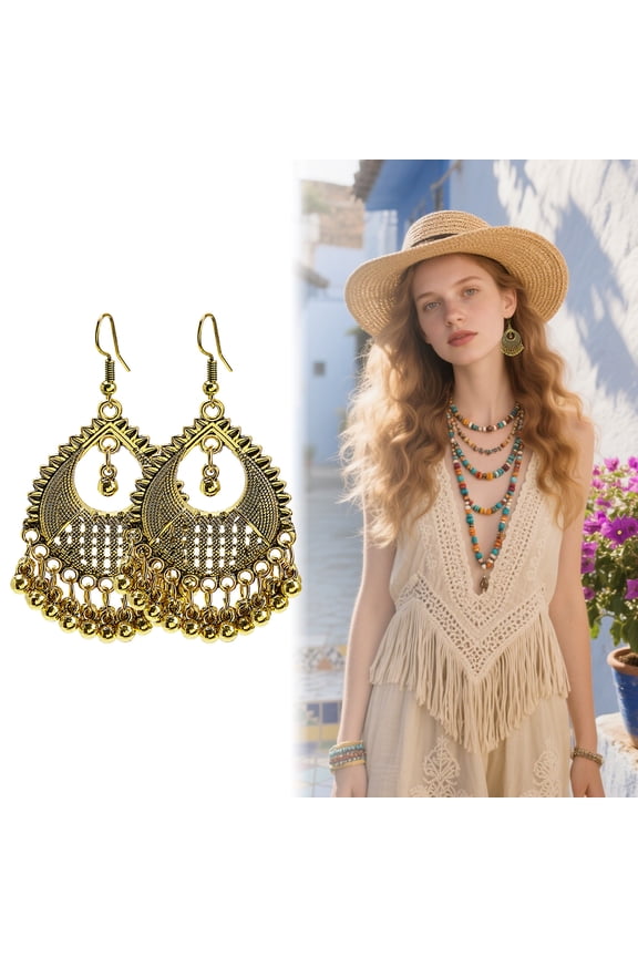 Boho Earrings,Fishhook Earrings Statement Earrings,Imitation Gem Tassel Cute Earrings for Women,Style2