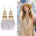 thumbnail image 1 of DESIGNICE Boho Earrings,Fishhook Earrings Statement Earrings for Women,Beads Feather Tassels Cute Earrings,Style1, 1 of 7