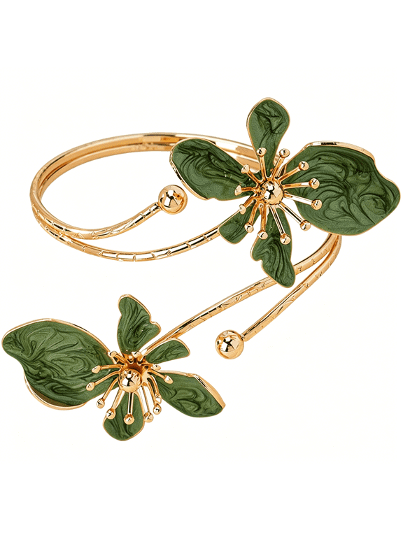 Boho Flower Upper Arm Cuff Bracelets Gold Flower Armlet Bracelets for Women