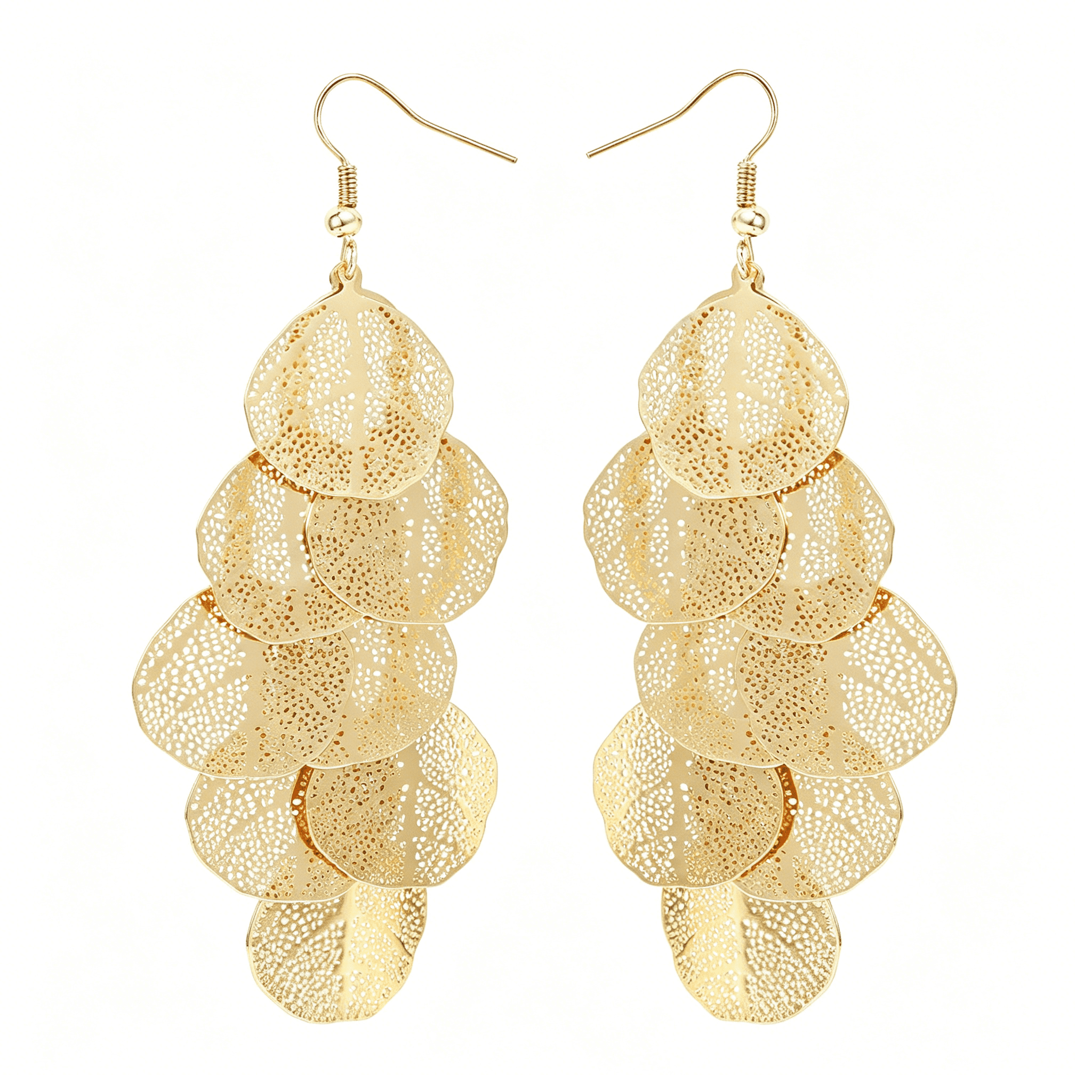 DESIGNICE Boho Gold Dangle Earrings for Women Trendy Long Drop Chandelier Bohemian Fligree Leaf Earrings Dangling Lightweight Hyopallergenic for Women