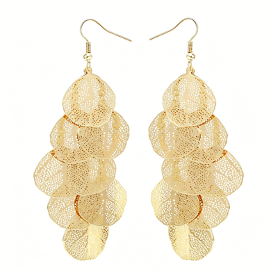 DESIGNICE Boho Gold Dangle Earrings for Women Trendy Long Drop Chandelier Bohemian Fligree Leaf Earrings Dangling Lightweight Hyopallergenic for Women