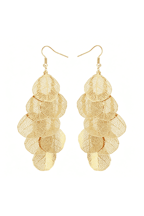 Boho Gold Dangle Earrings for Women Trendy Long Drop Chandelier Bohemian Fligree Leaf Earrings Dangling Lightweight Hyopallergenic for Women