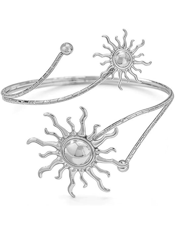 Boho Open Upper Arm Cuff Bracelet for Women,Butterfly Flower Sun Armband Adjustable Arm Bangle,Bohemian Gold Silver Arm Jewelry Festival Beach Gift