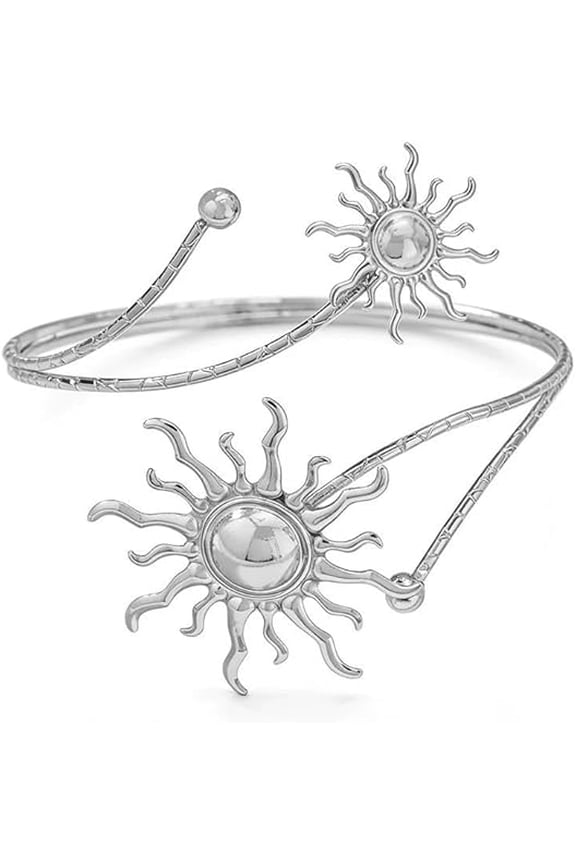 Boho Open Upper Arm Cuff Bracelet for Women,Butterfly Flower Sun Armband Adjustable Arm Bangle,Bohemian Gold Silver Arm Jewelry Festival Beach Gift