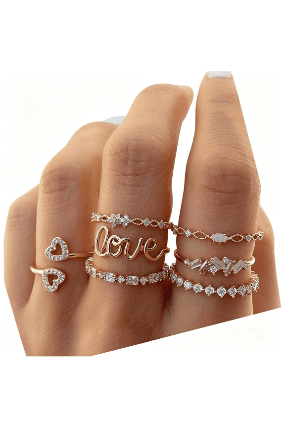 Boho Retro Stackable Rings Sets for Women Knuckle Joint Finger Knuckle Nail Ring Sets Moon Stars Stack Preppy Statement Rings Cute Trendy Stuff Jewelry