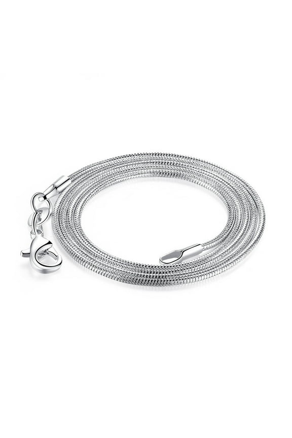 Box Chain Necklace,Sleek 1mm Snake Chain Silver Jewelry,Elegant Copper Plated With 925 Silver Long Necklace,20 inches