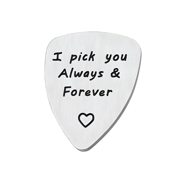 DESIGNICE Boyfriend Gift from Girlfriend I Pick You Guitar Pick Gift for Men Him Anniversary Gift for Husband from Wife Birthday Christmas Gift for Guitar Player Stainless Steel Guitar Pick Jewelry