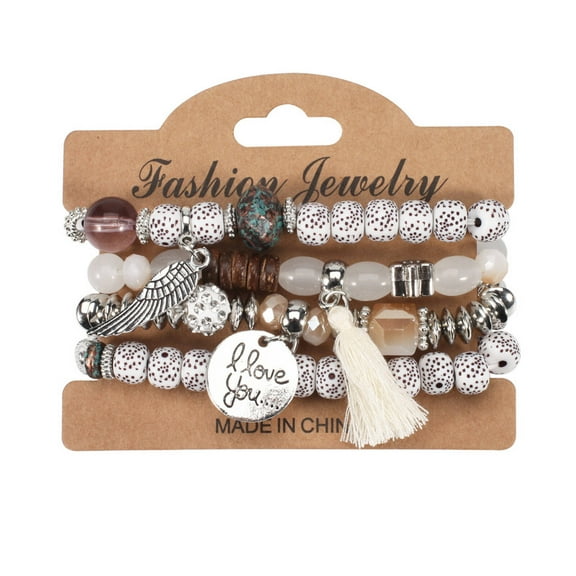 DESIGNICE Bracelet,Bohemian Free Spirited Charm Bracelet,Winged Symbol Bracelets,Black