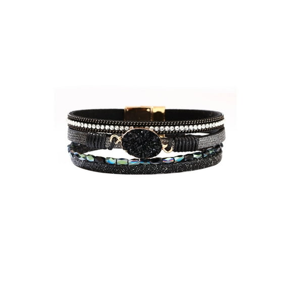 DESIGNICE Bracelet,Minimalist Charm Bracelet,Boho InspiRed PU Leather Bracelets,Gold