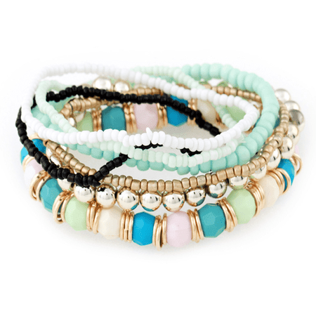 DESIGNICE Bracelets for Women Boho Style 4-Layer Bead Bracelet Jewelry for Women Multi-Color Charm Bracelet Bracelets for Teen Girls Konglan