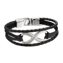 DESIGNICE Bracelets for Women Lucky 8 Leather Bracelet Mens Bracelet Stylish Men Bracelet for Men Black