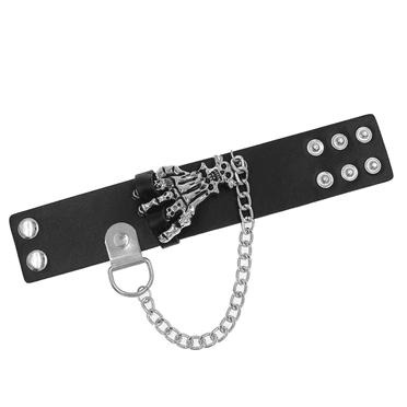 DESIGNICE Bracelets for Women Vintage Leather Skull Bracelet Charm Bracelet Punk Style PU Leather Cuff Bracelet for Men Black
