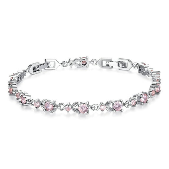 DESIGNICE Bracelets for Women Zirconia Bracelet Jewelry for Women Elegant Diamond-Inlaid Bracelet Charm Bracelet Silver&Pink