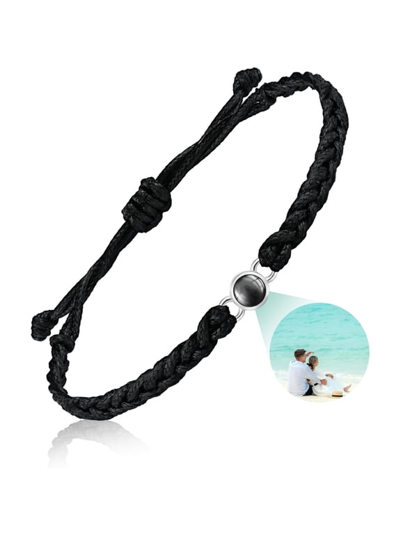 Bracelets with Picture Inside,Personalized Photo Bracelet Projection,Personalized Gifts for Men Memorial,Men'S Id Bracelets Bracelets