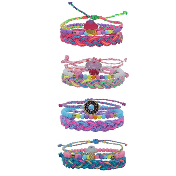 DESIGNICE 2026 New Braided Charm Bracelets Kids Bracelets,12 Piece for Party,School,Birthday,Gift,Playdate