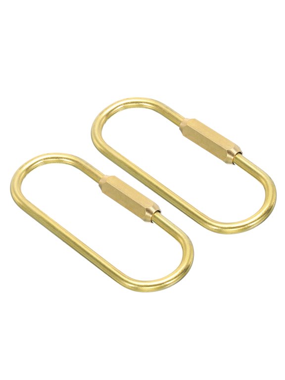 Brass Key Ring, 2 Pack Gold Brass Screw Lock Clip Keychain Holder for Home Keys
