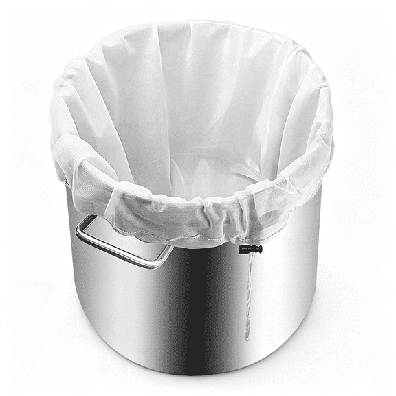 DESIGNICE Brew Bag Reusable Mesh Strainer Wine Beer Brewing Biab Fits Kettle Up to 17 in Holds 20 Lbs Nylon Cheesecloth Bpa-Free Drawstring Strainer Cider Fruit Wine Cold Brew