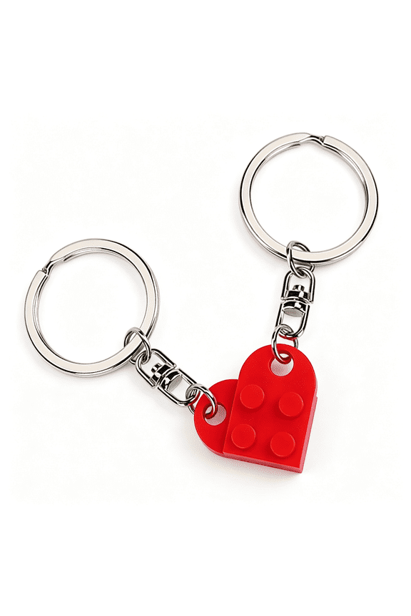 Brick Heart Keychain for Couple Boyfriend Girlfriend Best Friend, Cute Brick Matching Keychains Set for Husband Wife Romantic Matching Keychains