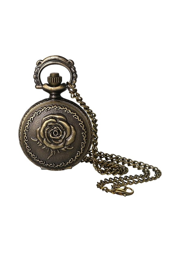 Bronze Flower Pocket Watch: Retro Vintage Pendant Watch with Openwork Cover and 32.3 Inch Chain - for Men Women Daily Wear and Gift Giving
