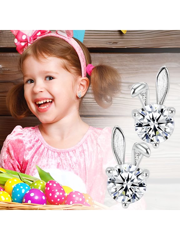 Bunny Stud Earrings for Women Cute Earrings Hypoallergenic Earrings Cubic Zirconia Earrings Spring Holiday Jewelry Easter Gift