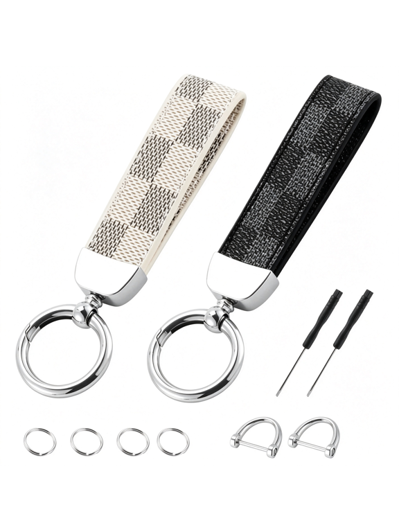 Business Leather Keychain Set - Key Holder,Stop Losing Keys. Complete Set. Versatile Keychain for Car,Office,Home,Travel. Great for Professionals,Edc and Gifts.