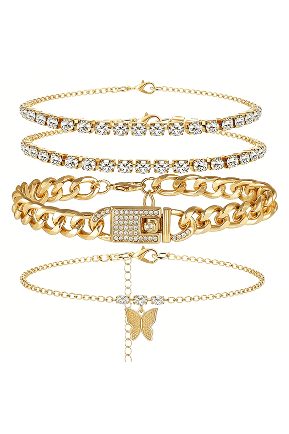 Butterfly Ankle Bracelet for Women Rhinestone Anklets Bulk Adjustable Layered Beach Ankle Bracelet Braided Chain Anklet Charm Ankle Bracelet Jewerly Gift
