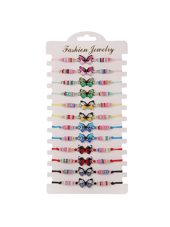 Butterfly Bracelets Set for Friends Women Girls Beaded Bracelets Disc Stretch Bracelets Layering Colorful Friendship Bracelets Cheer Bulk Boho Summer Beach Jewelry Gift