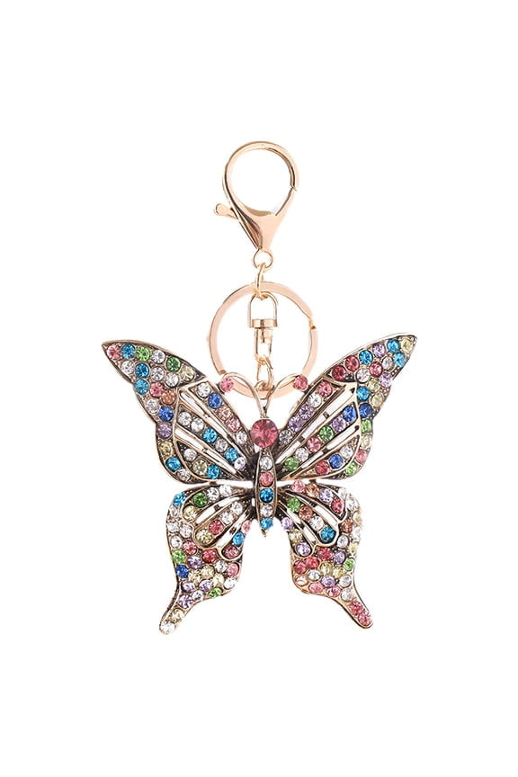 Butterfly Crystal Rhinestone Keychain for Women Girlfriend Gifts Valentine's Day Car Key Ring Handbag Gift Bag Key Chain Butterfly Pendant (D, One Size)