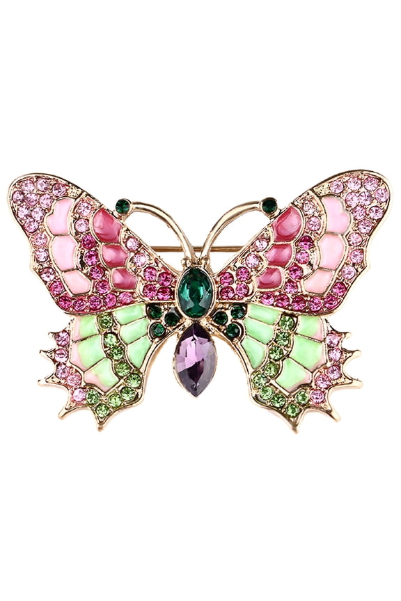 Butterfly Pin Personalized Clothes Pin Metal Brooch Rhinestone Lapel Pin for Suit Hat