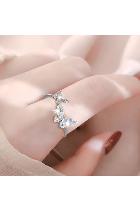 Butterfly Ring Female Design Fashion Index Finger Advanced Feeling Cool Personality Open Ring Jewelry Adjustable Rings For Women