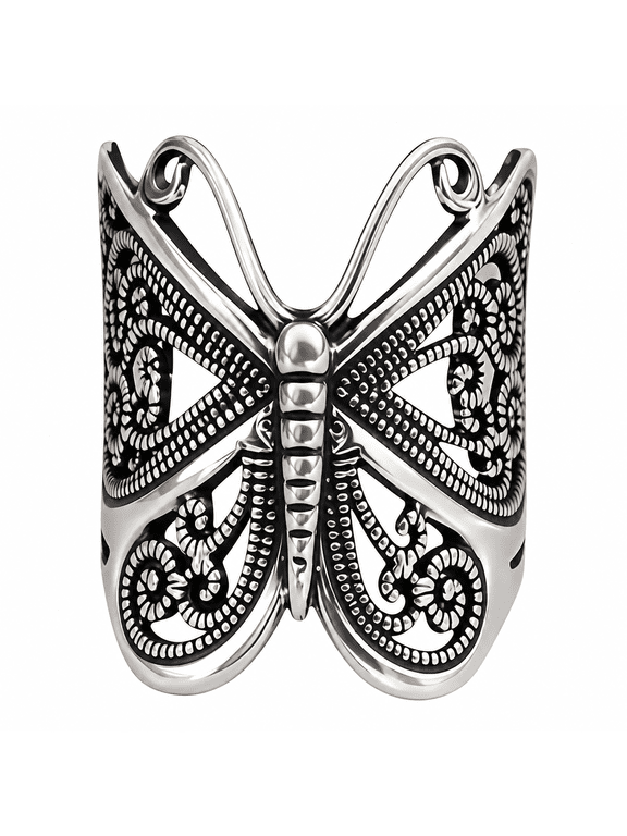 Butterfly Wrap Rings,Butterfly Ring for Women,Adjustable Open Carved Texture Butterfly Ring,Vintage Metal Knuckle Finger Rings,Cute Animal Ring,Statement Jewelry Gifts for Women