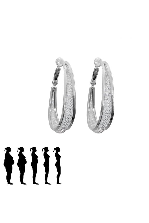 C Shaped Clip on Earrings for Sensitive Ears Multi Layer Rhinestone Design Fashion Jewelry Gift 5Cm Hoops