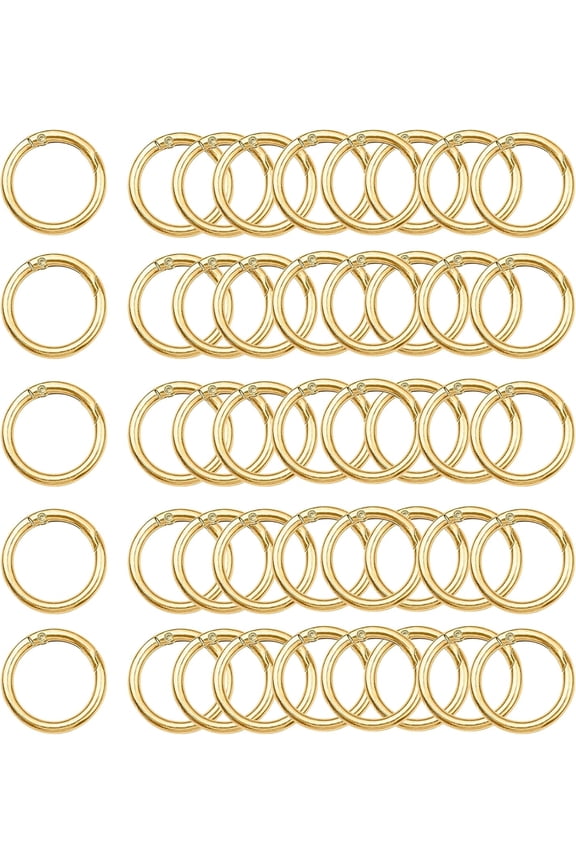 Carabiner Clip 48Pcs Gold Metal Key Ring Clip Circle Keychain Rings Bulk Spring O Ring Round Cute Carabiner Spring Snap Hook Key Chain Clips for Diy Keychain Bag Charm Handbag Purse Dog