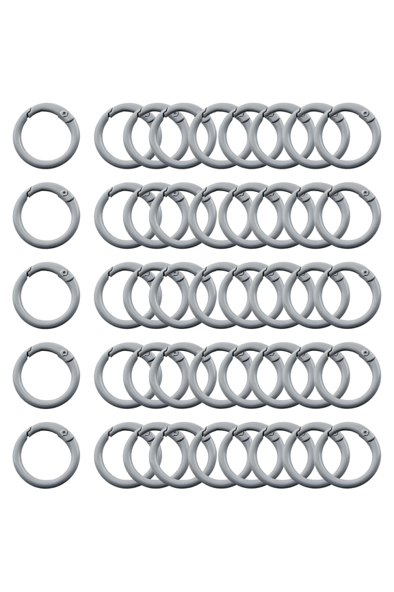 Carabiner Clip 48Pcs Grey Metal Key Ring Clip Circle Keychain Rings Bulk Spring O Ring Round Cute Carabiner Spring Snap Hook Key Chain Clips for Diy Keychain Bag Charm Handbag Purse Dog