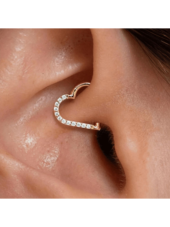 Cartilage Daith Earrings for Women Small 14K Gold Plated Hoop Hypoallergenic Helix Piercing Huggie Surgical Steel Diamond Implant Cubic Zirconia Prom Gift Jewelry