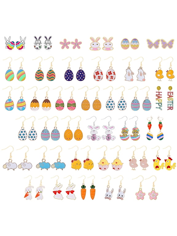 Cartoon Cute Bunny Dangling Rabbit Earrings Happy Easter Egg Carrot Earring Easter Earrings Cartoon Cute Rabbit Earrings Women's Halloween Moon And Star Ear Swirls